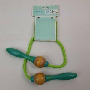 Play Wonder Kids Jump Rope Wood Handle 7ft Active Indoor Outdoor Blue Green